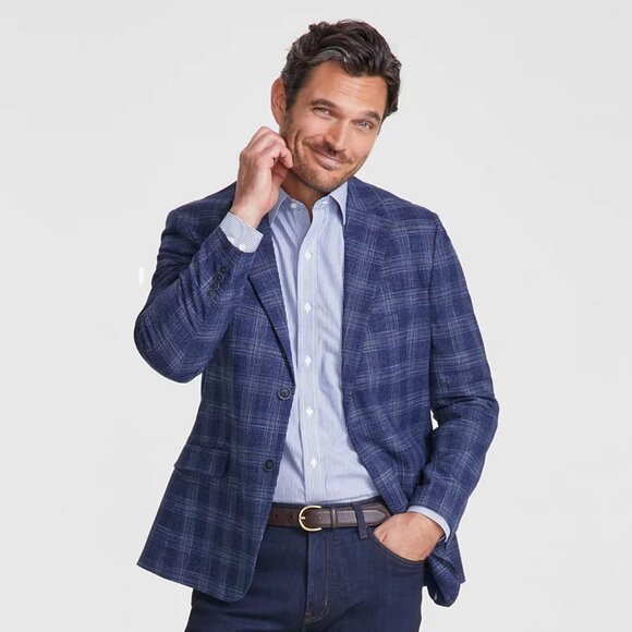 NWOT Nautica Men's Slim Blue Modern-Fit Pattern Sport Coat